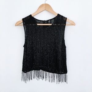 French Connection NYE Beaded Top - size Small